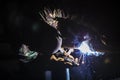 Welder at work. Man in a protective mask. Royalty Free Stock Photo