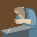 Welder at work ,vector illustration , flat style Royalty Free Stock Photo
