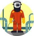 Welder worker in flat style