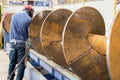 Welder worker in mechanical workshop at work Royalty Free Stock Photo