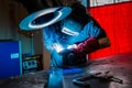 Welder worker at work