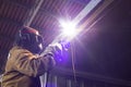 Welder working in a factory Royalty Free Stock Photo