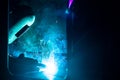 Welder working in factory Royalty Free Stock Photo