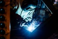 Welder working in factory Royalty Free Stock Photo