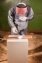 Welder working factory welding the metal Royalty Free Stock Photo