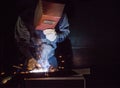 Welder working factory welding the metal Royalty Free Stock Photo