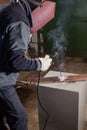 Welder working factory welding the metal Royalty Free Stock Photo