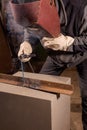 Welder working factory welding the metal Royalty Free Stock Photo