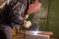 Welder working factory welding the metal Royalty Free Stock Photo