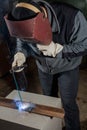 Welder working factory welding the metal Royalty Free Stock Photo
