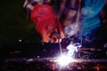 Welder working metal spark Royalty Free Stock Photo