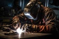 a welder working on a piece of metal welding