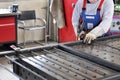 Welder works in a metal construction company