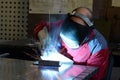 Welder works in the metall industry - portrait