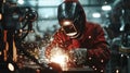 The welder in workshop.AI generated image Royalty Free Stock Photo