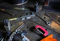 Welder workshop table.Trammel callipers tool and ruler