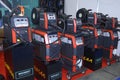 welders, electric semi automatic welding machines made by Megmeet, presented on stand. Industry exhibition