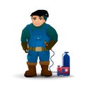 Welders in vector. man with welding machine on white Royalty Free Stock Photo