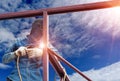 Welding construction on height Royalty Free Stock Photo