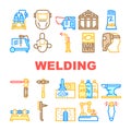 Welding Engineering Collection Icons Set Vector Royalty Free Stock Photo