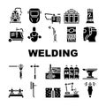 Welding Engineering Collection Icons Set Vector Royalty Free Stock Photo