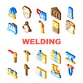 Welding Engineering Collection Icons Set Vector Royalty Free Stock Photo