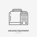 Welding equipment flat line icon. Metal works sign. Thin linear logo for indastrial tools store, welder services