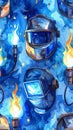 Welding Helmets and Torches Seamless Pattern Royalty Free Stock Photo
