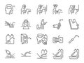 Welding icon set. It included wire, gas welding, welder, metalworking, manufacture, and more icons. Editable Vector Stroke.