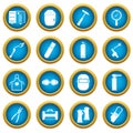 Welding icons blue circle set