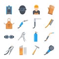 Welding icons in a flat style Royalty Free Stock Photo