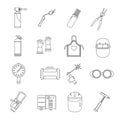 Welding icons set, outline style