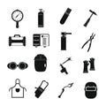 Welding icons set, simple style