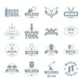 Welding logo icons set, simple style Royalty Free Stock Photo