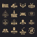 Welding logo icons set, simple style Royalty Free Stock Photo