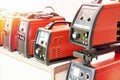 Welding machines store exhibition Royalty Free Stock Photo