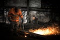Welding manwith sparks Royalty Free Stock Photo