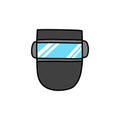 Welding mask doodle icon, vector illustration