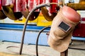 Welding mask in a mechanical workshop