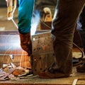 Welding with mig-mag method Royalty Free Stock Photo