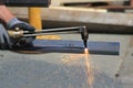 Welding with a oxy acetylene cutting torch