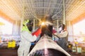Welding pipe construction Royalty Free Stock Photo