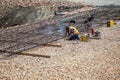 Welding reinforcement cages for a foundation piles Royalty Free Stock Photo