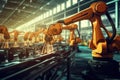 welding robots the movement of automotive parts with Ai Generated