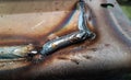 Welding seam bad on steel sheet metal Industrial welding