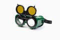 Welding shield and glases on white background