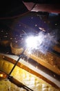 Welding steel in night Royalty Free Stock Photo