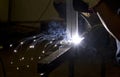 Welding steel and sparks Royalty Free Stock Photo