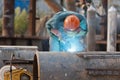 Welding steel and sparks Royalty Free Stock Photo