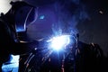 Welding steel and sparks